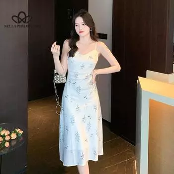Новое летнее атласное платье-комбинация с принтом, облегающее элегантное платье с цветочным принтом для женщин, пляжное повседневное платье на бретельках S белый