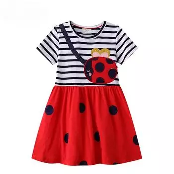 Новое летнее детское платье, вязаное детское платье с короткими рукавами, платье для девочек, детское платье 80-90cm