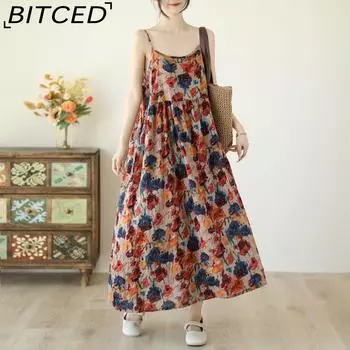 Новое летнее литературное милое платье трапециевидной формы, женское платье с бретелькой на бретельках без рукавов, большой размер груди, женское платье M оранжевый/синий