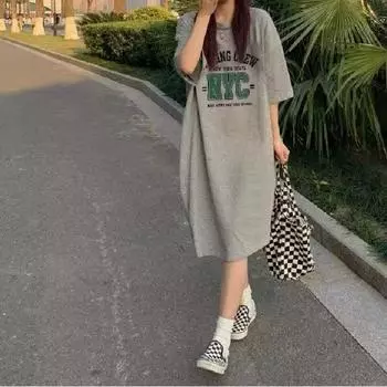 Новое летнее модное женское платье больших размеров с принтом в виде разреза, длинной юбкой и платьем выше колена M зелёный