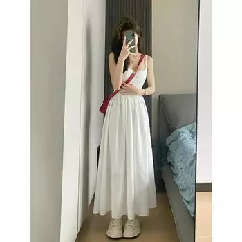 Новое летнее однотонное тонкое женское платье, женское милое элегантное платье, женские белые платья без рукавов с поясом