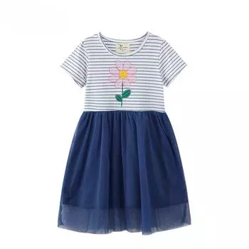 Новое летнее платье для девочек Платье принцессы Милое круглое воротничковое платье для девочек 80-90cm
