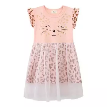 Новое летнее платье для девочек в европейском и американском стиле, сетчатое платье принцессы с принтом, детская одежда, летняя одежда 90CM
