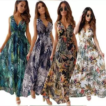 Новое летнее платье с открытой спиной и горячим принтом. S