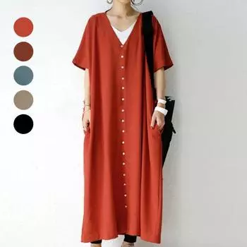 Новое летнее платье свободного кроя с короткими рукавами и V-образным вырезом, трехцветная рубашка, длинная юбка M