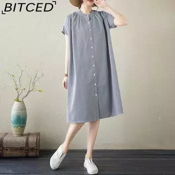 Новое летнее тонкое платье с заниженными плечами и литературными короткими рукавами, свободный воротник-стойка, плиссированный тонкий кардиган, рубашка в клетку, рубашка M чёрный