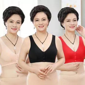 Новое маленькое кружевное нижнее белье с пряжкой спереди, женское, мягкое, хлопковое, жилетного типа, бюстгальтер для женщин среднего и пожилого возраста, большого размера, без стального кольца, нижнее белье для женщин 36/80 красный