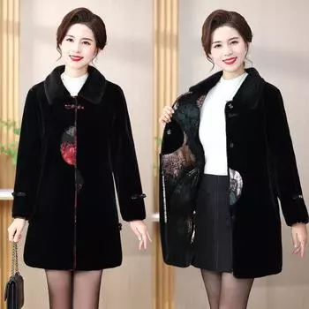 Новое материнское пальто среднего возраста для женщин, одежда для среднего возраста и пожилых людей, цельный зимний мех из искусственного меха норки, бабушкина одежда для женщин 5XL