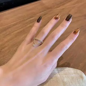 Новое медное кольцо с кисточкой и звездой из блестящего циркона подходит для дамского модного романтического подарочного кольца на годовщину Resizable золотой