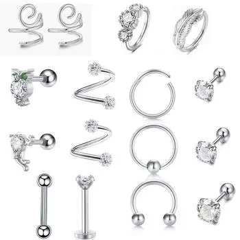 Новое микро-мозаичное индивидуальное кольцо в нос с вермикулитом, креативные перфорированные ювелирные изделия для проколов, набор сережек для носовых ногтей