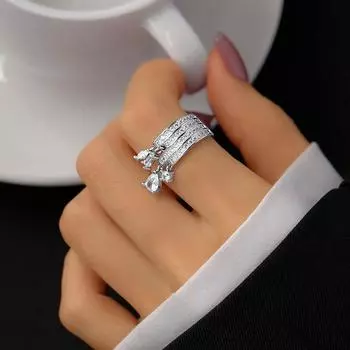 Новое многослойное кольцо с кисточкой из кристаллов циркония и каплей воды, модные украшения, подарок друзьям на вечеринку и свадьбу