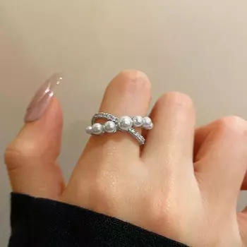 Новое многослойное кольцо с жемчугом в шахматном порядке, модное открытое кольцо Джокер, женские ювелирные изделия, подарки