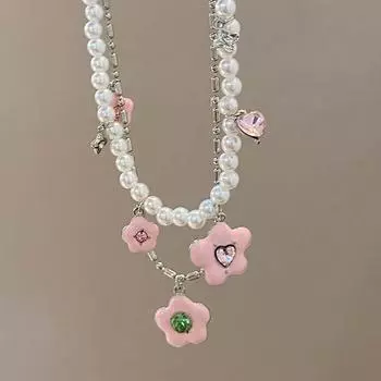 Новое модное двухслойное ожерелье с геометрическим цветком и разноцветными бриллиантами для женщин