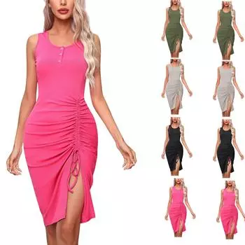 Новое модное и сексуальное женское платье на шнуровке L армия зеленый