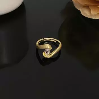 Новое модное индивидуальное кольцо с изогнутым матовым цирконом и геометрическим рисунком для женщин