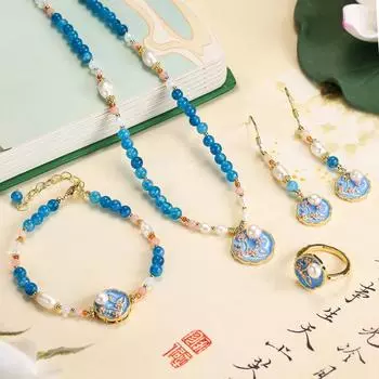 Новое модное китайское ожерелье из бисера: Комплект украшений из натурального камня и пресноводного жемчуга