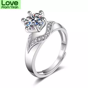 Новое модное кольцо для женщин из серебра 925 пробы, универсальные ювелирные изделия, один карат, шесть колец-подвесок, подарок на годовщину дня рождения для влюбленных