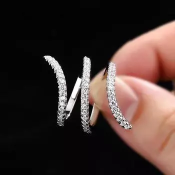 Новое модное кольцо геометрическое цирконовое кольцо нерегулярные линии индивидуальность простые обручальные кольца для женщин 6 белый