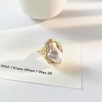 Новое модное кольцо с геометрическим жемчугом для женщин, открытые кольца в стиле ретро с изменяемым размером, ювелирные изделия для вечеринок