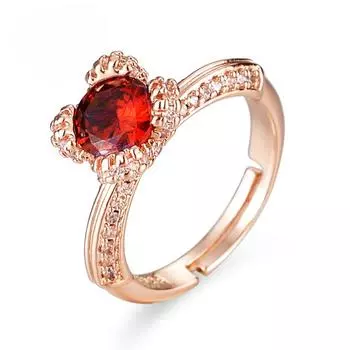 Новое модное модное имитация граната, красного циркония, бриллиантовое цветное сокровище, полное бриллиантовое открытое кольцо, роскошное женское кольцо для жизни adjustable