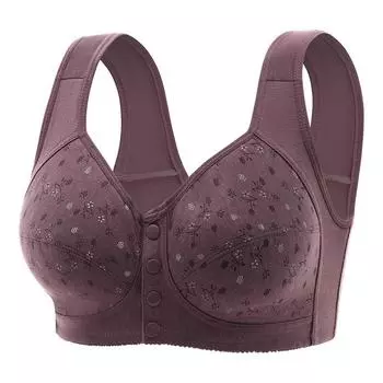 Новое модное нижнее белье большого размера, бюстгальтер из чистого хлопка без стального кольца, жилет с принтом на пуговицах спереди, женский бюстгальтер 36/80