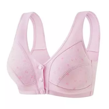 Новое модное нижнее белье с принтом и пряжкой спереди, женский мягкий хлопковый бюстгальтер-майка, нижнее белье больших размеров для женщин 85