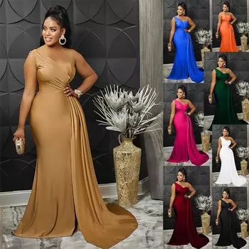 Новое модное однотонное сексуальное обтягивающее длинное платье с рукавом на одно плечо для вечеринки - женское вечернее платье в аристократическом стиле S чёрный