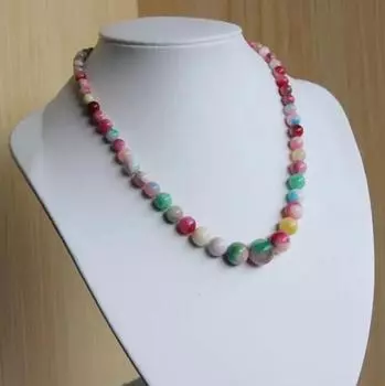 Новое модное ожерелье из яшмы из натурального розового и зеленого нефрита 6-14 мм