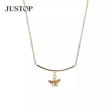 Новое модное ожерелье с кулоном в виде изогнутой трубы в форме пчелы, О-образная цепочка