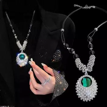 Новое модное ожерелье с подвеской из кристаллов, роскошное длинное ожерелье с кисточками и цепочкой для женщин, ювелирные изделия, женское ожерелье-воротник амазонка