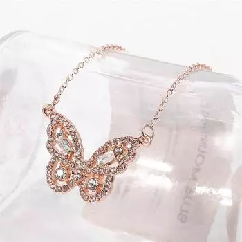 Новое модное ожерелье с подвеской в виде бабочки из кристаллов и страз для женщин и девочек, чокер для вечеринки, ювелирные изделия, аксессуары, подарок на годовщину 50cm