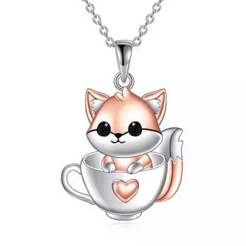 Новое модное персонализированное ожерелье с подвеской в виде кубка в виде милой лисы с природным дизайном животных