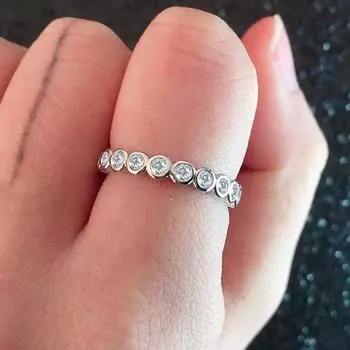 Новое модное повседневное круглое кольцо с фианитом Популярные аксессуары оптом Красивая установка канала Модные украшения 10 белый