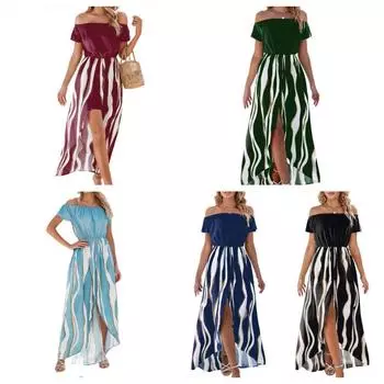 Новое модное повседневное универсальное женское летнее свободное и повседневное однотонное длинное платье из хлопка и конопли S небесно-голубой