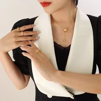 Новое модное простое стильное хип-хоп трендовое ожерелье с подвеской в виде стального шарика и бахромой, интернет-знаменитость, такая же позолоченная круглая змеиная цепочка