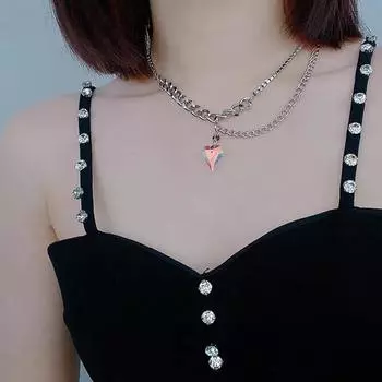 Новое модное разноцветное ожерелье-капля в форме сердца с драгоценными камнями, персонализированные нишевые украшения в стиле хип-хоп, крутые аксессуары для мужчин и женщин, ювелирные изделия для женщин