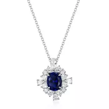 Новое модное роскошное ожерелье из стерлингового серебра 925 пробы с нано-танзанитом и сапфиром в форме цветка 925 silver