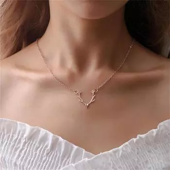 Новое модное рождественское ожерелье с рогом оленя и головой лося для рождественского подарка Brincos silver