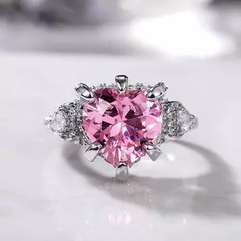 Новое модное розовое цветное кольцо в форме сердца для женщин, подарок на годовщину, оптовая продажа ювелирных изделий 10 розовый