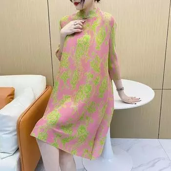 Новое модное свободное эластичное плиссированное платье для женщин-мам, весенне-летнее прикрытие живота и утягивающая плиссированная юбка. M розовый