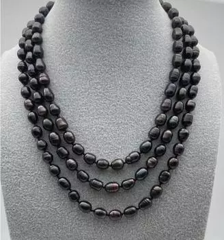 Новое модное удивительное черное жемчужное ожерелье в стиле барокко 8-9 мм 50 дюймов