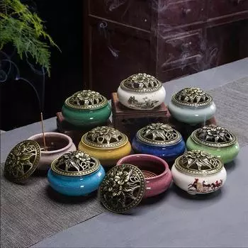 Новое модное украшение для дома на удачу для благовоний, черная глазурь, диск, кадило, керамическая курильница, сиденье для благовоний для дома 2023