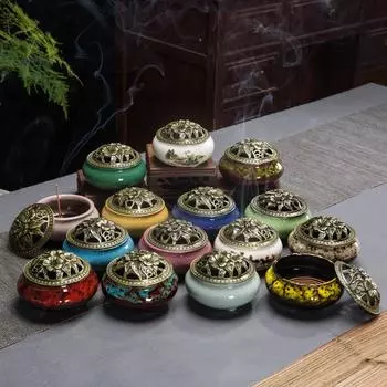 Новое модное украшение для дома на удачу для благовоний, черная глазурь, диск, кадило, керамическая курильница, сиденье для благовоний для дома 2025