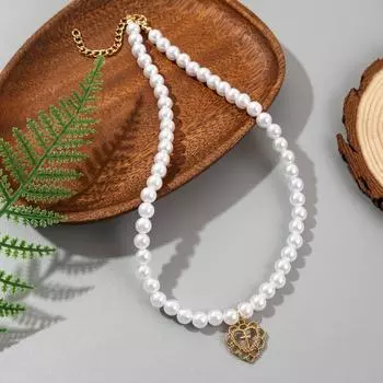 Новое модное венецианское жемчужное колье-крест с кулоном в виде сердца для женщин, ювелирные аксессуары 45cm белый