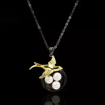 Новое модное весеннее ожерелье из двух цветов с изображением сороки, черного золота