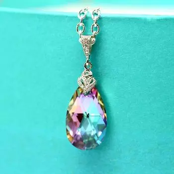 Новое модное женское ожерелье с разноцветной подвеской в виде капель воды из кубического циркония, модные аксессуары для вечеринок, роскошные ювелирные изделия 45cm