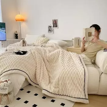 Новое молочное бархатное двухслойное одеяло, жаккардовое утолщенное теплое одеяло с ворсом, одеяло из овечьей шерсти, детское одеяло, одеяло 1.2*2.0m