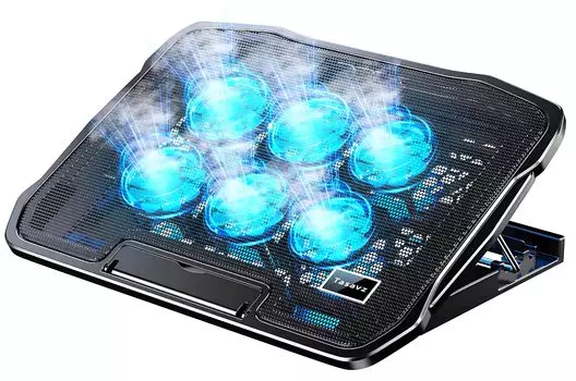 Новое мощное охлаждение Охлаждение для ноутбука Охлаждение оснащено 6 охлаждением 4 уровня Регулируемый регулируемый воздушный охлаждение ноутбука ПК 2 USB Большой воздушный низкий