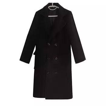 Новое мужское двубортное однотонное повседневное длинное шерстяное пальто мужская куртка большого размера M темно-серого