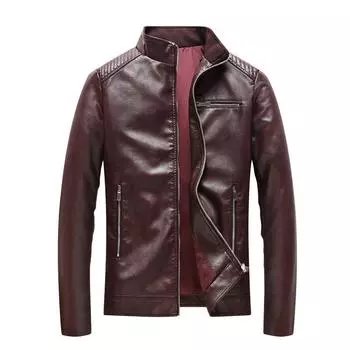 Новое мужское пальто, повседневная кожаная одежда, мужская мотоциклетная одежда, модное пальто, корейский стиль, воротник-стойка, куртка из искусственной кожи M